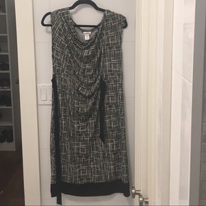 Black and white grid maternity work dress
